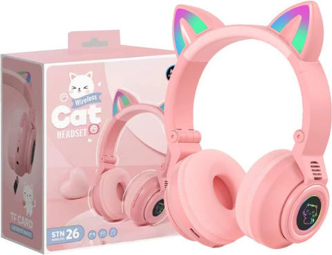STN26 Wireless / Wired On Ear Headphones with 10 hours of Operation Pink