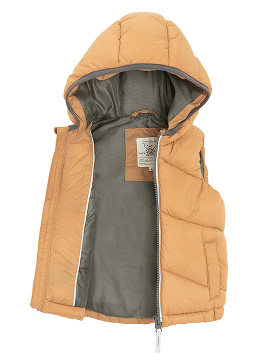 Kids' Casual Jacket Sleeveless with Hood Mustard, Grey