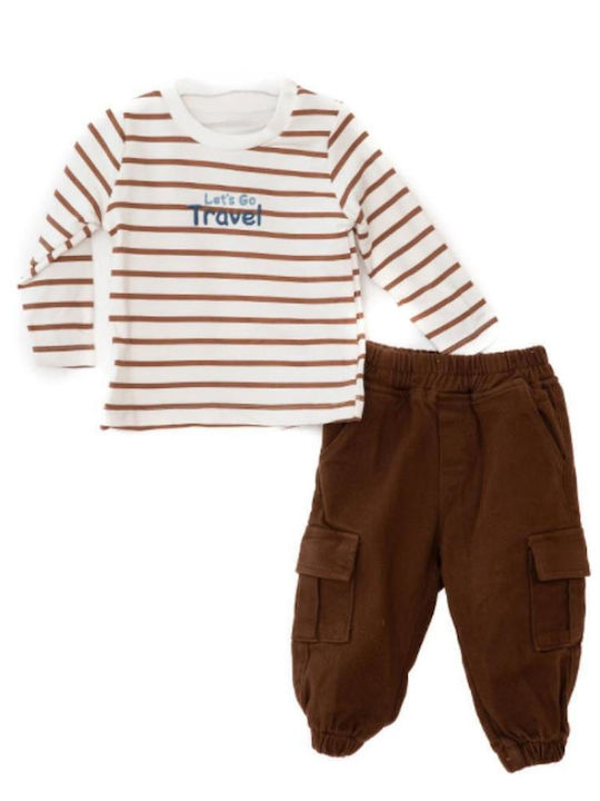 Set pentru copii cu pantaloni Iarnă 3buc Coffee