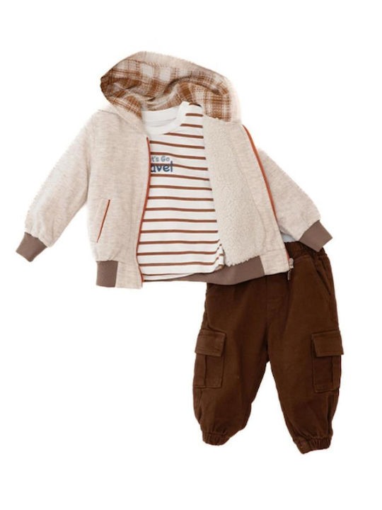 Set pentru copii cu pantaloni Iarnă 3buc Coffee