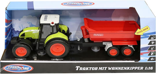 Speedzone Tractor With Tipper Trailer, L&S Friction Τρακτέρ 1:16 Αγροτικό για 4+ Ετών