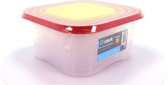 Sterk Set Plastic Lunch Boxes Pink 4 Pieces