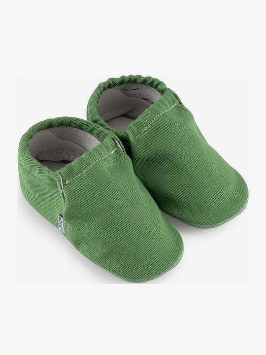 Kids Slippers Green Recycled Canvas