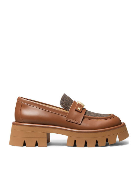 Leather Women's Loafers in Brown Color
