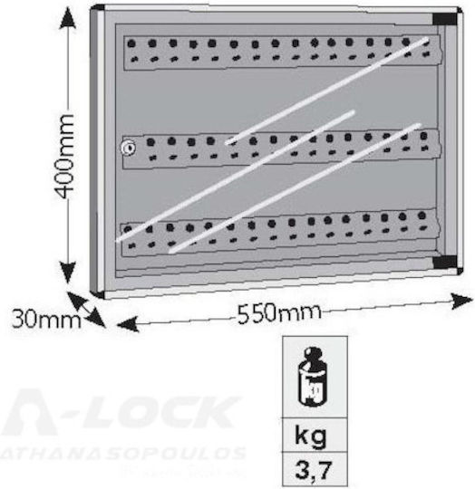 Ключодържател за 48 ключа Viometal 1548 бял