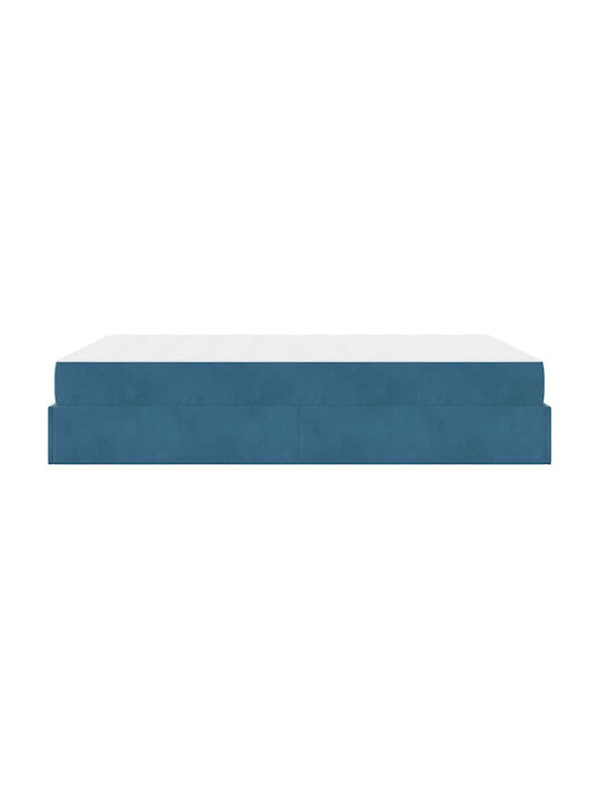 Doppelbett Mit Samt Blau Mit Matratze 160x200cm
