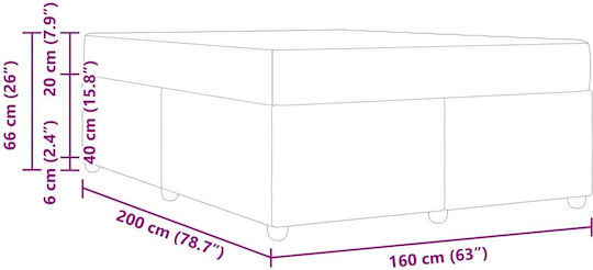 Легло Двойно Облечено в Синьо Кадифе с Матрак 160x200см