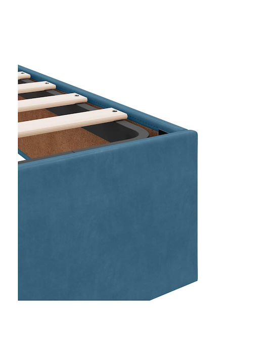Doppelbett Mit Samt Blau Mit Matratze 160x200cm