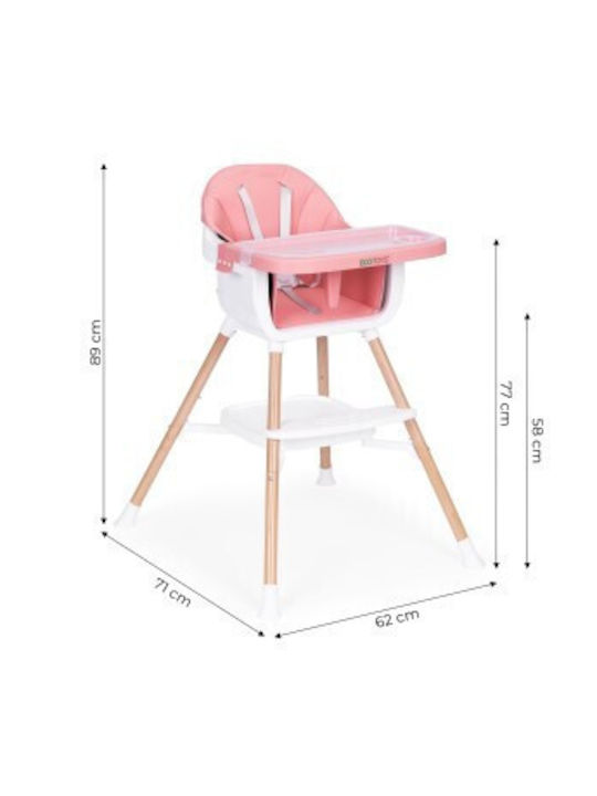 Ecotoys Baby Highchair 2 in 1 Pink HC508