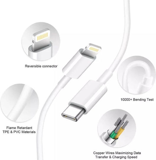 Ezra USB-C to Lightning Cable 20W Λευκό 2m 27113