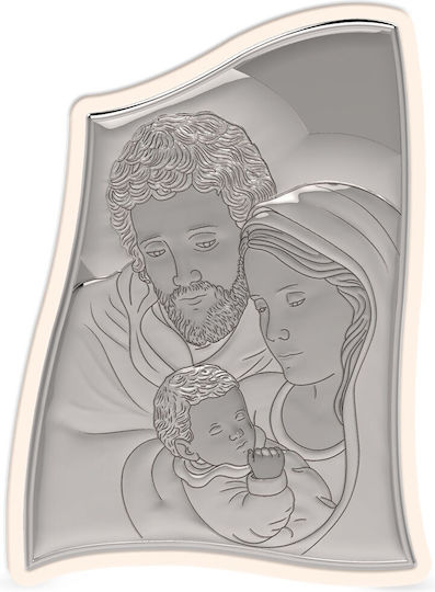 Slevori Holy Family Simple Series 26.5x19 White Multicolored Silver Wood