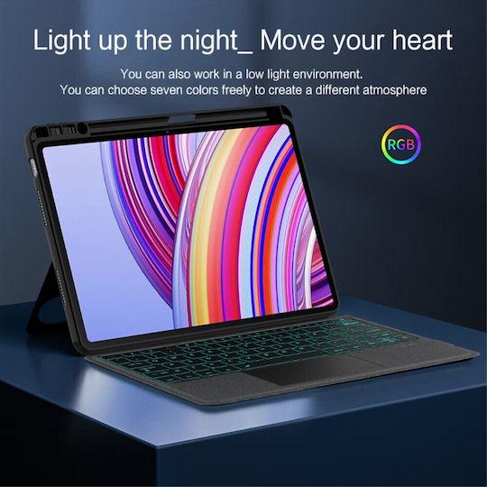 Touchpad Bluetooth Klappdeckel mit Tastatur Schwarz (Xiaomi Redmi Pad Pro 12.1)