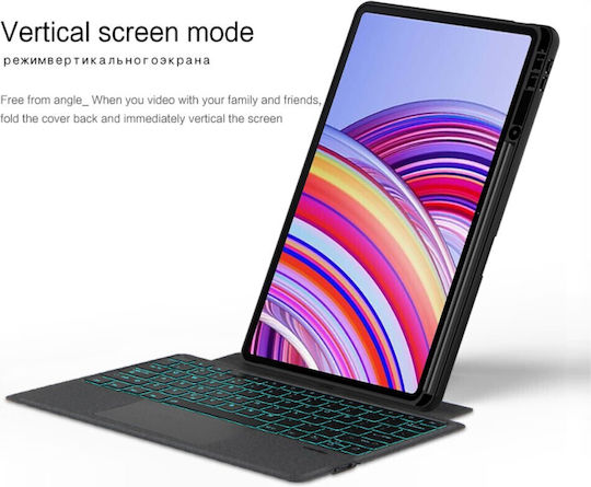 Touchpad Bluetooth Klappdeckel mit Tastatur Schwarz (Xiaomi Redmi Pad Pro 12.1)