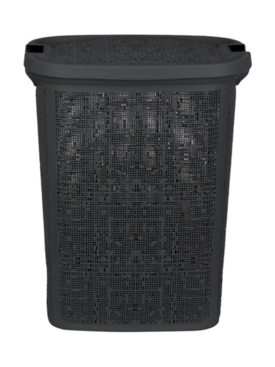 Plastic Laundry Basket with Cap 46x37x57.5cm Gray