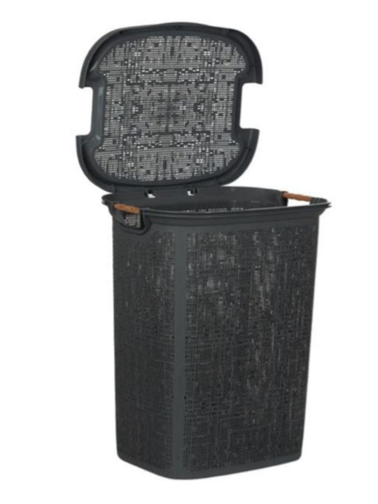 Plastic Laundry Basket with Cap 46x37x57.5cm Gray