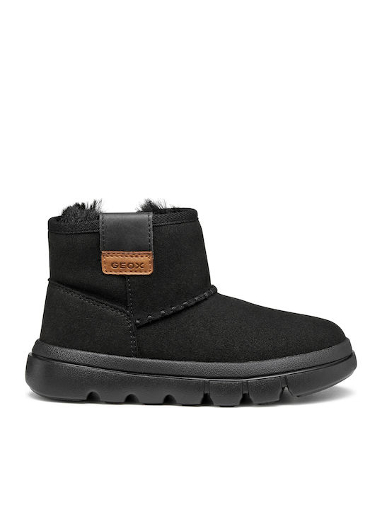 Willaboom Anatomical Suede Kids Snow Boots with Zipper Black