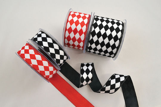 Ribbon Holland Velvet Backing Ravel Black-White 4.3 Cm X 9 M Black-White