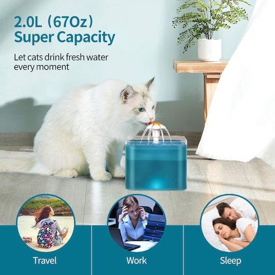 MrZoo Автоматичен Поилка / Фонтан за Куче & Котка 2lt в Тюркоазен Цвят