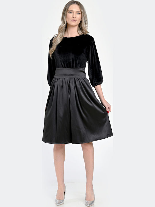 Rochie Midi de Seară din Catifea Neagră