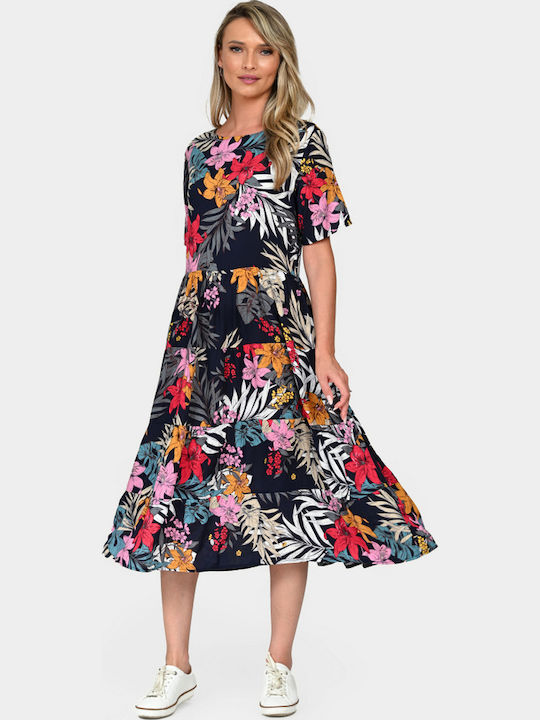 Sommer Midi Damenkleid Tropisch