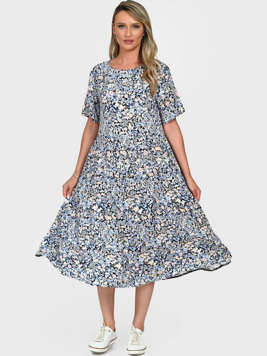 Mini Dress with Ruffle Blue