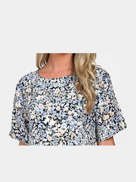 Mini Dress with Ruffle Blue