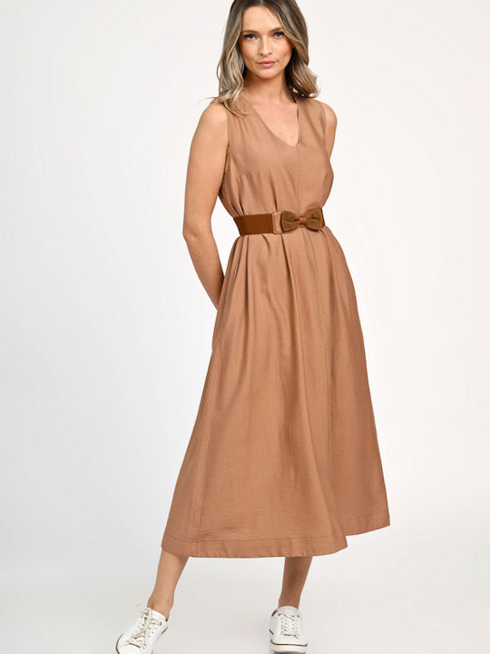 Summer Midi Dress Beige