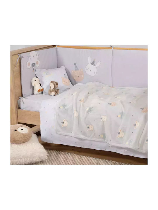 Nef-Nef Homeware Одеяло Детски пелени за пелени Special Party Флийс Син 75x110см.