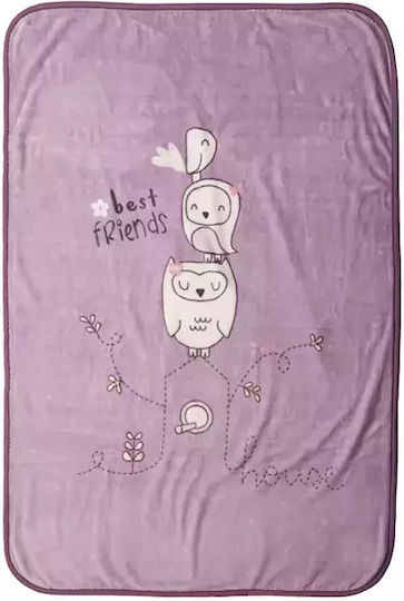 Nef-Nef Homeware Blanket Cot Best Friends Velvet Lilac 100x140cm