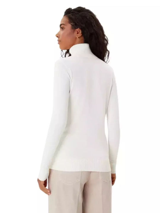 Women's Long Sleeve Turtleneck Sweater White