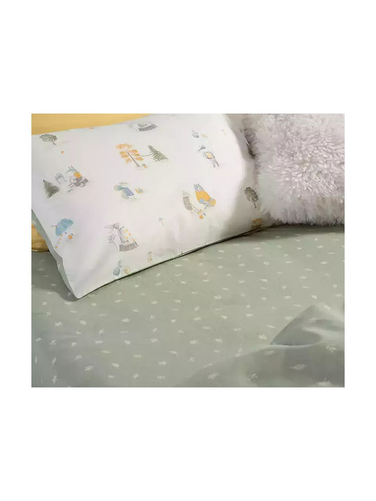 Nef-Nef Homeware Sheet Set Single Cotton Woodland Party Ecru 170x260cm 3pcs