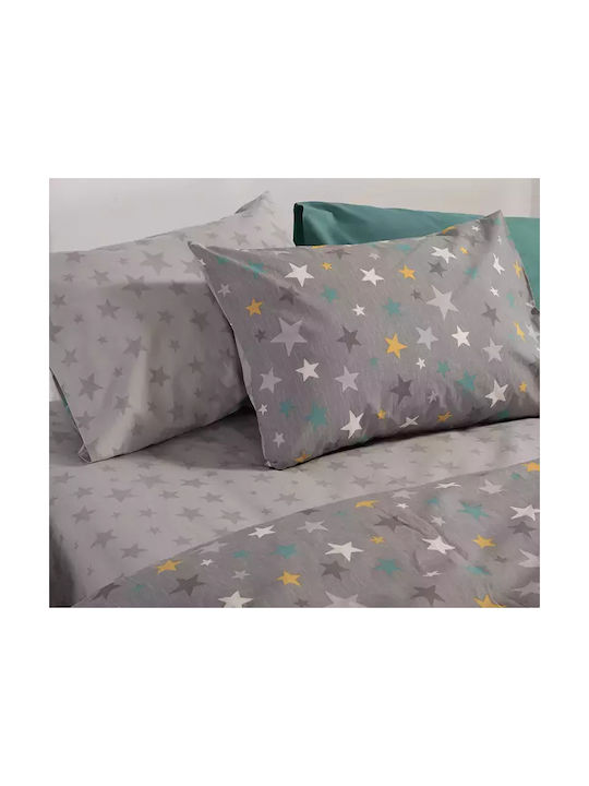 Nef-Nef Homeware Sheet Set Single Cotton Stars Above Gray 170x260cm 3pcs
