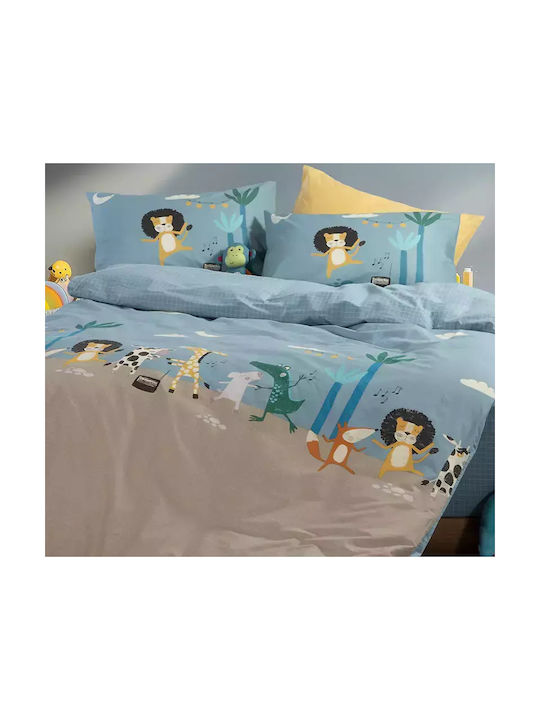 Nef-Nef Homeware Sheet Set Single Cotton Wild Dance Blue 170x260cm 3pcs