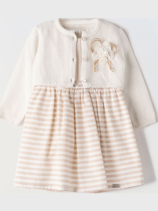 Set Rochii pentru Copii Cu mâneci lungi Set cu Palton Bej