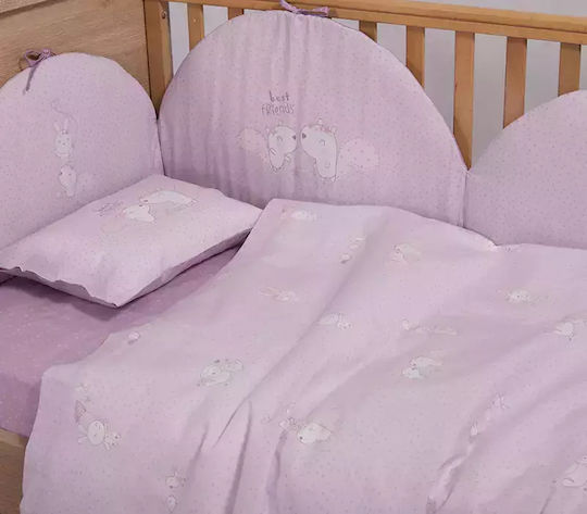 Nef-Nef Homeware Best Friends Baby Sheets Set Crib Cotton Lilac 120x170cm 3pcs