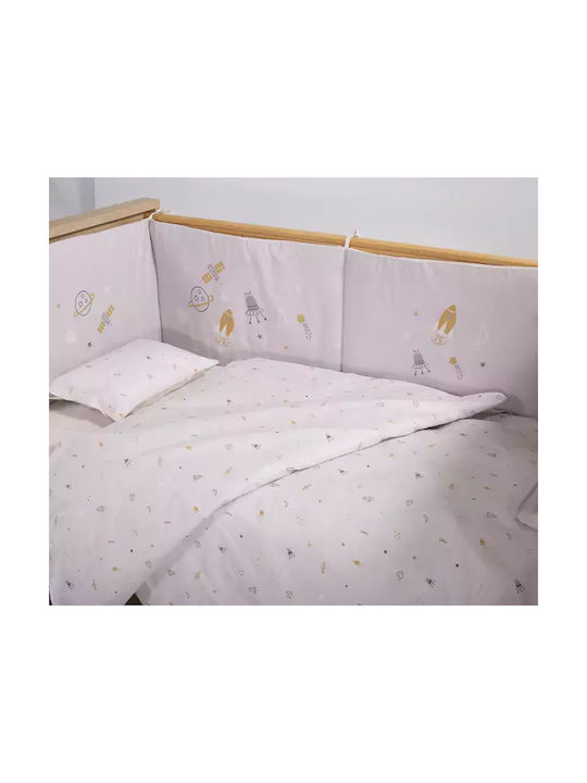 Nef-Nef Homeware Σετ Βρεφικά Σεντόνια Κούνιας Βαμβακερά Universe Γκρι 120x170εκ. 3τμχ