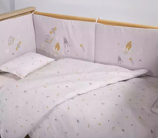 Nef-Nef Homeware Universe Baby Sheets Set Crib Cotton Gray 120x170cm 3pcs