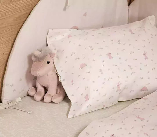 Nef-Nef Homeware Country Bunny Baby Sheets Set Crib Cotton Ecru 120x170cm