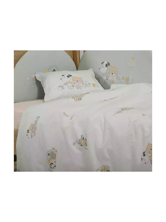 Nef-Nef Homeware Σετ Βρεφικά Σεντόνια Κούνιας Βαμβακερά Life In The City Τιρκουάζ 120x170εκ. 3τμχ