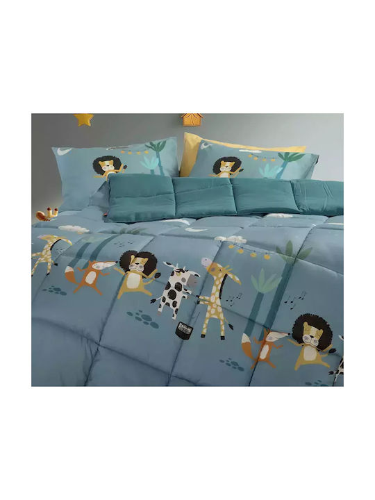 Nef-Nef Homeware Kinderdecke Beidseitig Einzel Wild Dance Blau 160x220cm