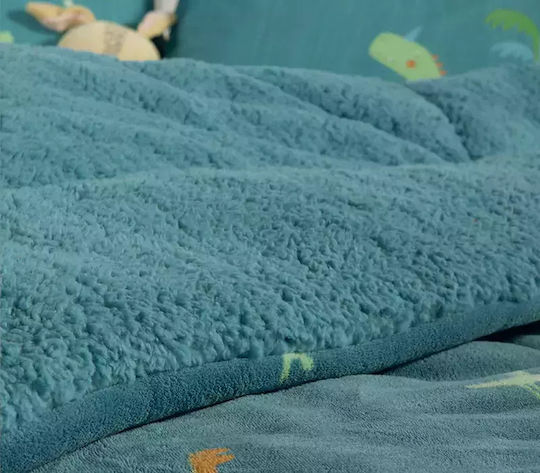 Nef-Nef Homeware Kids Duvet Cover Single Dinos On Wheels Blue 160x220cm