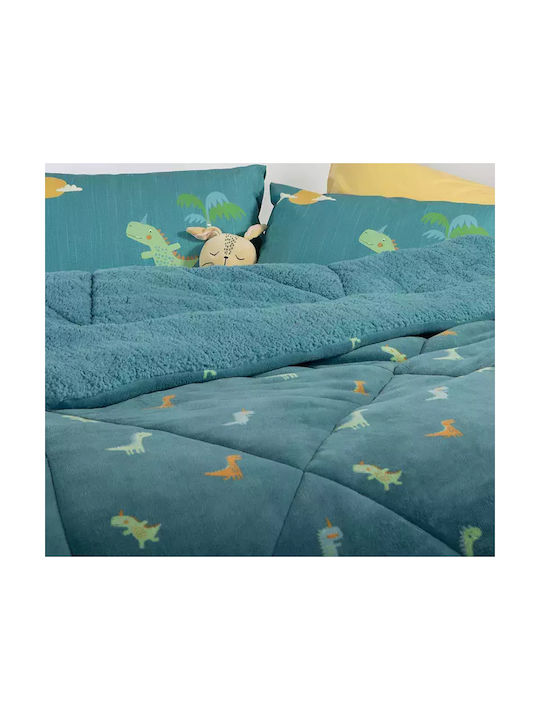 Nef-Nef Homeware Kids Duvet Cover Single Dinos On Wheels Blue 160x220cm