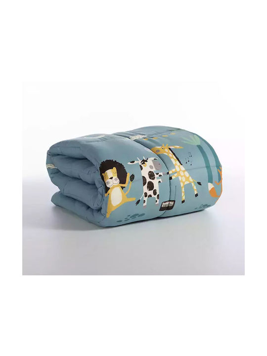 Nef-Nef Homeware Kinderdecke Beidseitig Einzel Wild Dance Blau 160x220cm