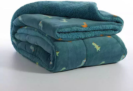 Nef-Nef Homeware Kids Duvet Cover Single Dinos On Wheels Blue 160x220cm