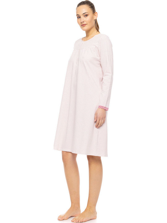Pink Label Χειμερινό Βαμβακερό Γυναικείο Νυχτικό Petit Rose Pink Label Χειμερινό Βαμβακερό Γυναικείο Νυχτικό Petit Rose