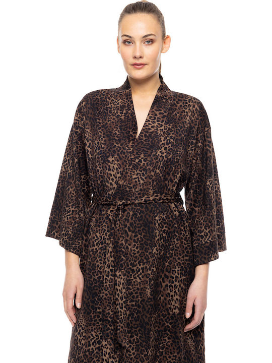 Pink Label Winter Women's Cotton Robe Leopard