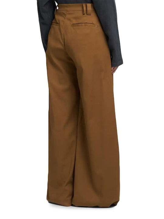 Replay Femei Talie înaltă Material textil Pantaloni largi Brown