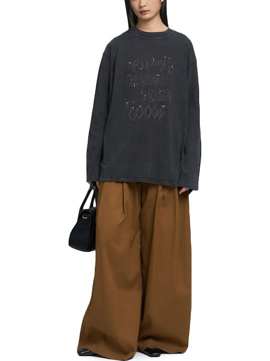 Damen Hoch tailliert Stoff Hose Brown