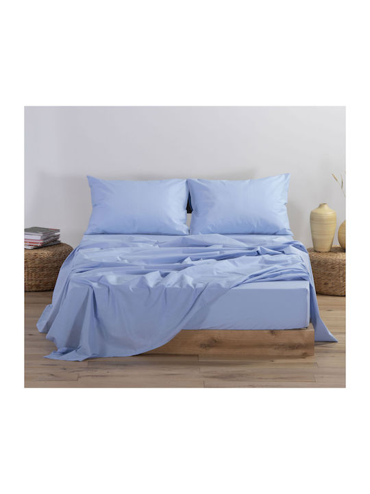 Nef-Nef Homeware Basic Σεντόνι Μονό 170x270εκ. Light Blue