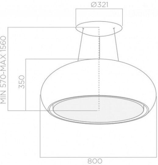 Elica Seashell WH/F/80 Insulă Hotă Recirculare 80cm Alb